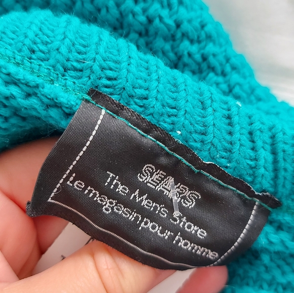 Vintage 90s | sears teal grandpa sweater - Picture 6 of 7
